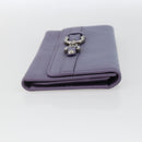 Salvatore Ferragamo Gancini Long Wallet Leather Silver Light purple Auth am10678-5