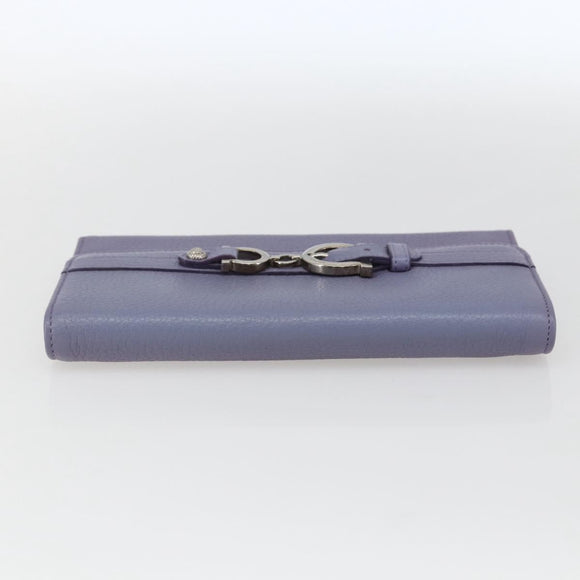 Salvatore Ferragamo Gancini Long Wallet Leather Silver Light purple Auth am10678