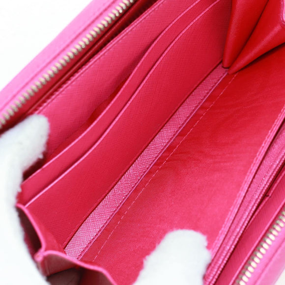 Salvatore Ferragamo Gancini Round Long Wallet Leather Pink Gold Auth am10679V