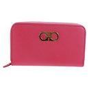 Salvatore Ferragamo Gancini Round Long Wallet Leather Pink Gold Auth am10679V-2