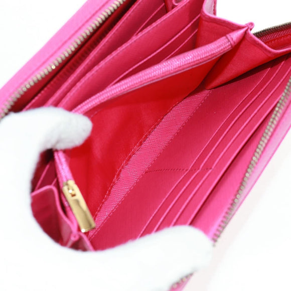 Salvatore Ferragamo Gancini Round Long Wallet Leather Pink Gold Auth am10679V