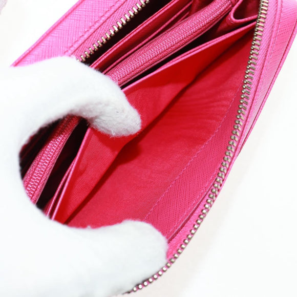 Salvatore Ferragamo Gancini Round Long Wallet Leather Pink Gold Auth am10679V