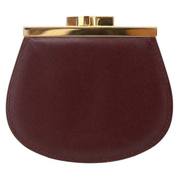 CARTIER Must Line Gamaguchi Coin Purse Leather Bordeaux Gold Auth am10681V - 0