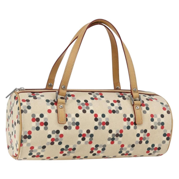 BURBERRY Blue Label Hand Bag Canvas Beige Silver Auth am10683