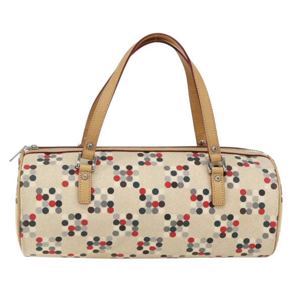 BURBERRY Blue Label Hand Bag Canvas Beige Silver Auth am10683