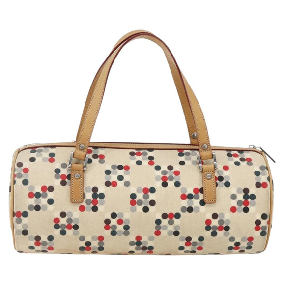BURBERRY Blue Label Hand Bag Canvas Beige Silver Auth am10683