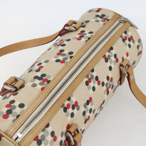 BURBERRY Blue Label Hand Bag Canvas Beige Silver Auth am10683