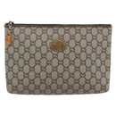 GUCCI GG Plus Supreme Clutch Bag PVC Beige Gold Auth am10687-13