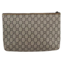 GUCCI GG Plus Supreme Clutch Bag PVC Beige Gold Auth am10687-2