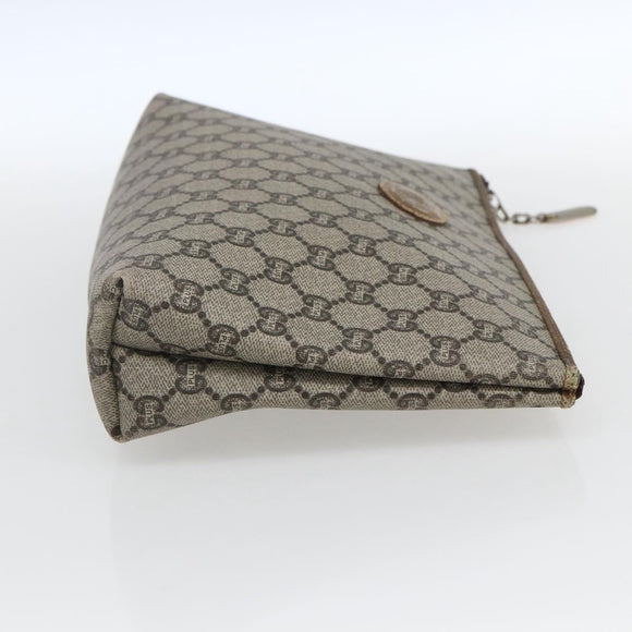 GUCCI GG Plus Supreme Clutch Bag PVC Beige Gold Auth am10687