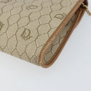 Christian Dior Honeycomb Canvas Chain Schoudertas PVC Beige Goud Auth am10688-15