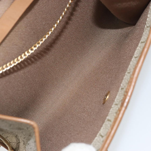 Christian Dior Honeycomb Canvas Chain Schoudertas PVC Beige Goud Auth am10688