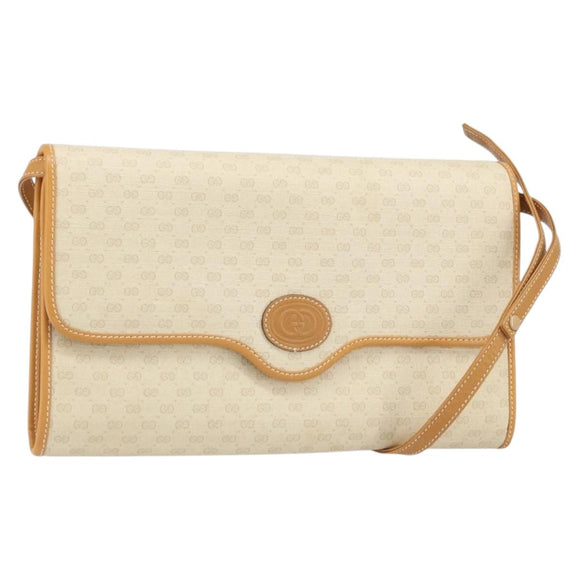 GUCCI Micro GG Supreme Umhängetasche PVC Elfenbein Gold Auth am10690