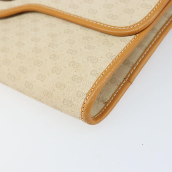 GUCCI Micro GG Supreme Umhängetasche PVC Elfenbein Gold Auth am10690