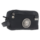 VERSACE Sunburst Clutch Bag Nylon Black Silver Auth am10693-1