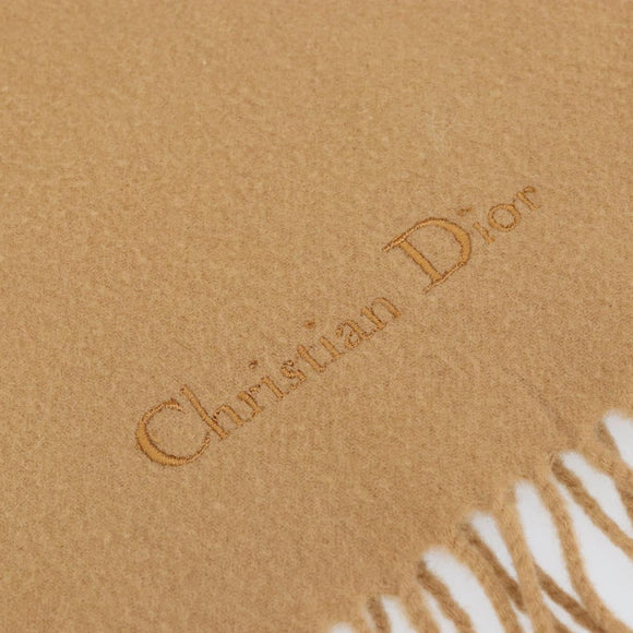Christian Dior Scarf Wool Beige Auth am10694