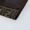 FENDI Zucca Canvas Dreifach Geldbörse Schwarz Braun Auth am10699-15
