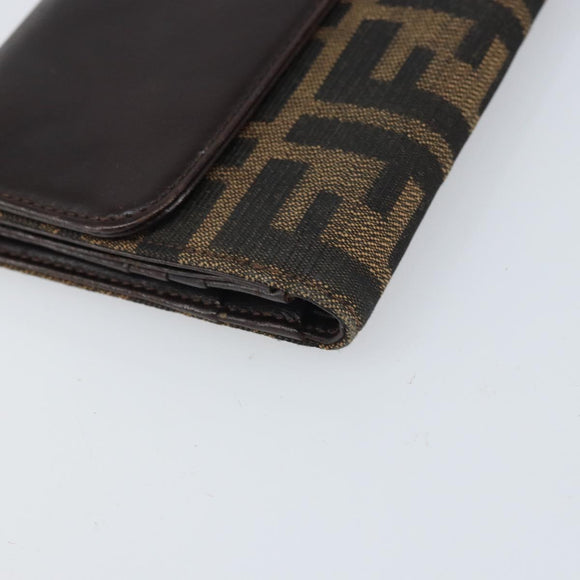 FENDI Zucca Canvas Dreifach Geldbörse Schwarz Braun Auth am10699