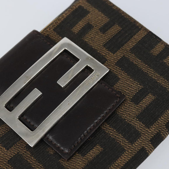 FENDI Zucca Canvas Dreifach Geldbörse Schwarz Braun Auth am10699