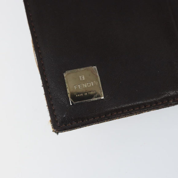 FENDI Zucca Canvas Dreifach Geldbörse Schwarz Braun Auth am10699