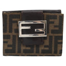 FENDI Zucca Canvas Dreifach Geldbörse Schwarz Braun Auth am10699-13
