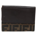 FENDI Zucca Canvas Dreifach Geldbörse Schwarz Braun Auth am10699-2