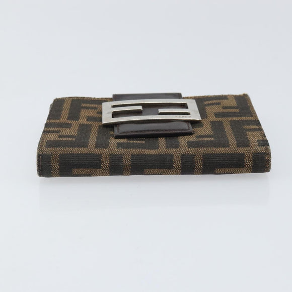 FENDI Zucca Canvas Dreifach Geldbörse Schwarz Braun Auth am10699