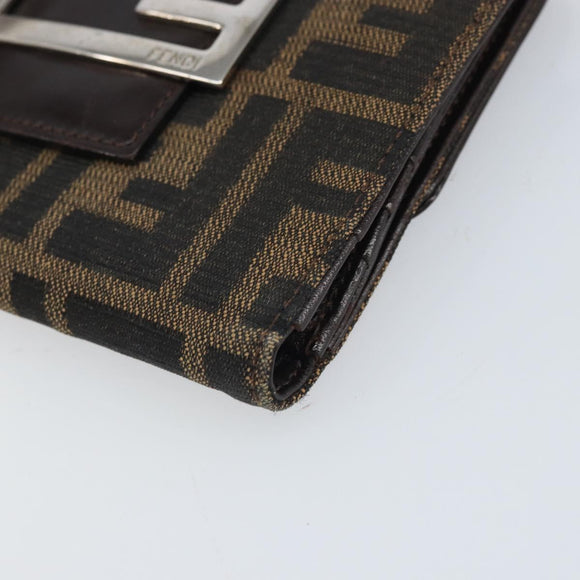FENDI Zucca Canvas Dreifach Geldbörse Schwarz Braun Auth am10699