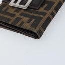 FENDI Zucca Canvas Dreifach Geldbörse Schwarz Braun Auth am10699-14