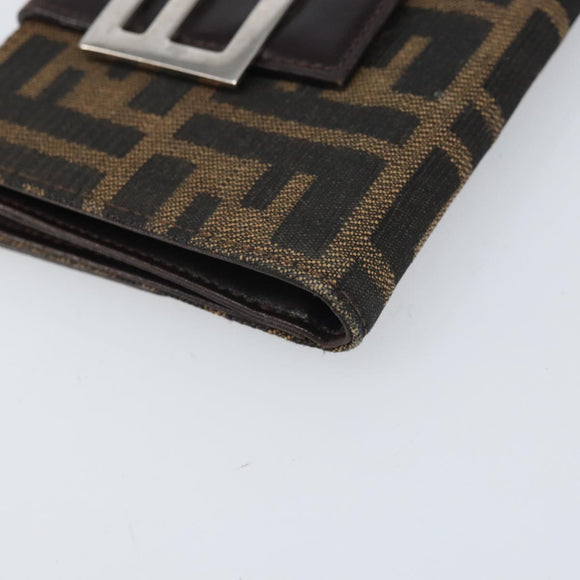 FENDI Zucca Canvas Dreifach Geldbörse Schwarz Braun Auth am10699