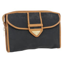 SAINT LAURENT Clutch Bag Leather Black Gold Auth am10700-1