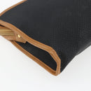 SAINT LAURENT Clutch Bag Leather Black Gold Auth am10700-16