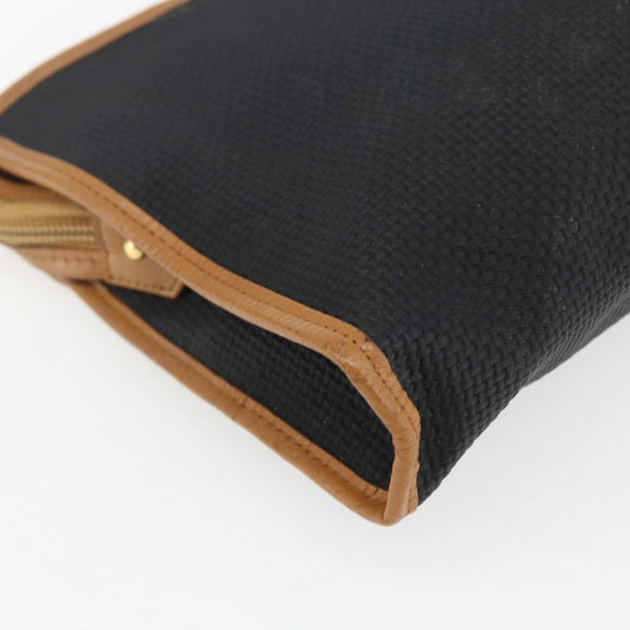 SAINT LAURENT Clutch Bag Leather Black Gold Auth am10700