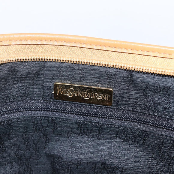 SAINT LAURENT Clutch Bag Leather Black Gold Auth am10700