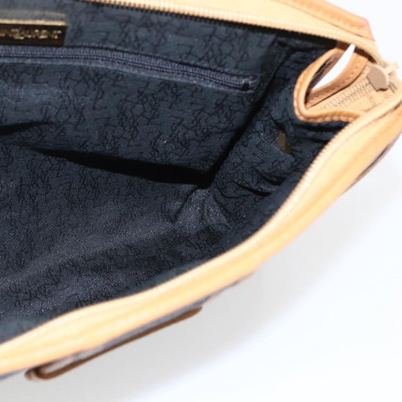 SAINT LAURENT Clutch Bag Leather Black Gold Auth am10700