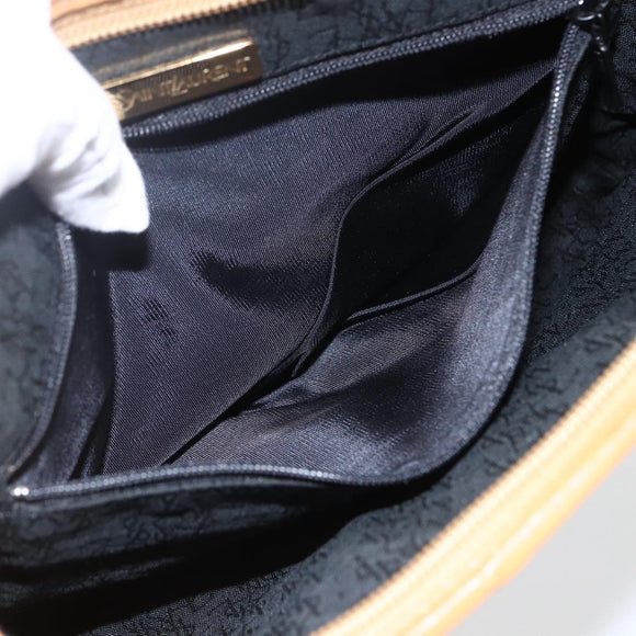 SAINT LAURENT Clutch Bag Leather Black Gold Auth am10700