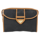 SAINT LAURENT Clutch Bag Leather Black Gold Auth am10700-13