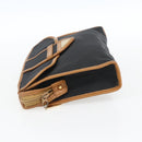 SAINT LAURENT Clutch Bag Leather Black Gold Auth am10700-3