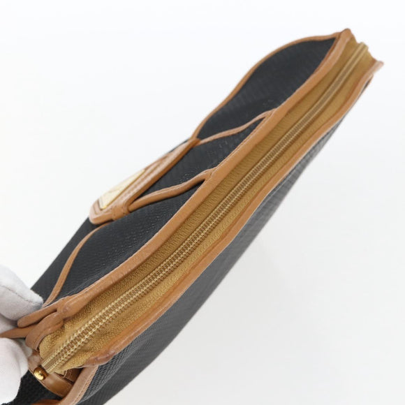 SAINT LAURENT Clutch Bag Leather Black Gold Auth am10700