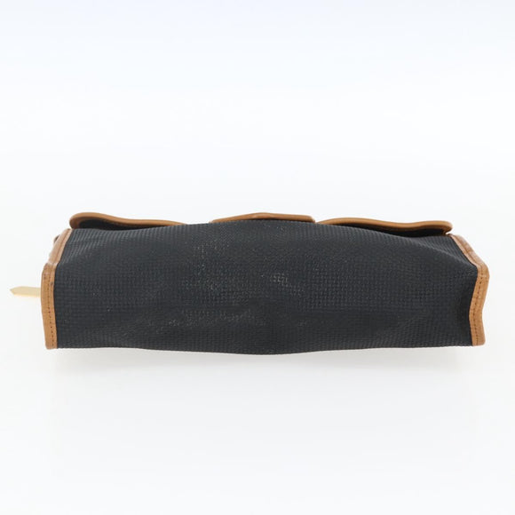 SAINT LAURENT Clutch Bag Leather Black Gold Auth am10700