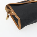 SAINT LAURENT Clutch Bag Leather Black Gold Auth am10700-14