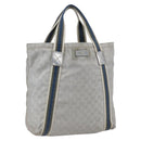 GUCCI GG Canvas Sherry Line Tote Bag Gray Silver 189669 Auth am10701-1
