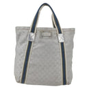 GUCCI GG Canvas Sherry Line Tote Bag Gray Silver 189669 Auth am10701-2