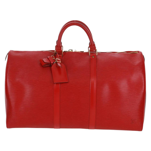 LOUIS VUITTON Epi Keepall 50 Boston Bag Red M42967 LV Auth am10702V