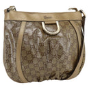 GUCCI GG Crystal Shoulder Bag Coated Canvas Gold 203257 Auth am10706-1
