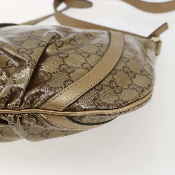 GUCCI GG Crystal Shoulder Bag Coated Canvas Gold 203257 Auth am10706