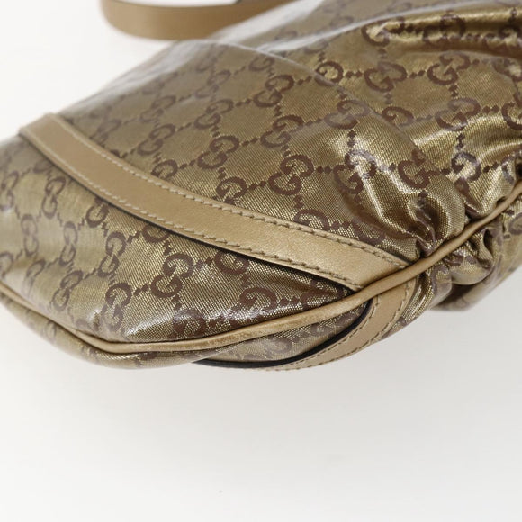 GUCCI GG Crystal Shoulder Bag Coated Canvas Gold 203257 Auth am10706