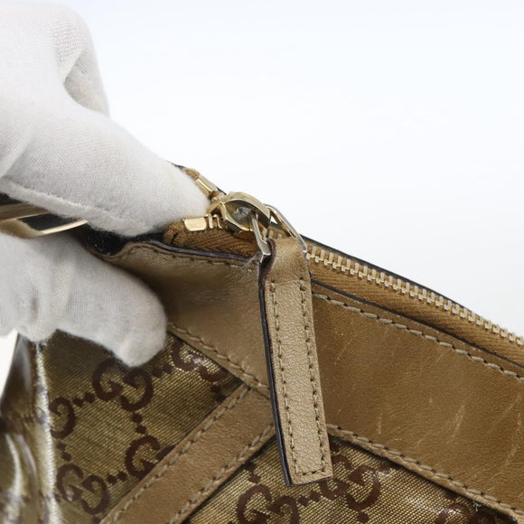 GUCCI GG Crystal Shoulder Bag Coated Canvas Gold 203257 Auth am10706