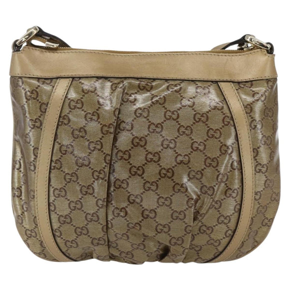GUCCI GG Crystal Shoulder Bag Coated Canvas Gold 203257 Auth am10706