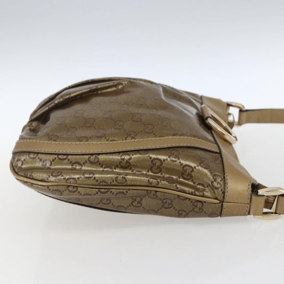GUCCI GG Crystal Shoulder Bag Coated Canvas Gold 203257 Auth am10706